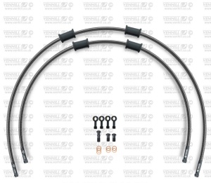 RACE Front brake hose kit Venhill POWERHOSEPLUS YAM-6017FB-CB (2 conducte in kit) Carbon hoses, black fittings - Img 1