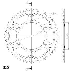 Rear sprocket SUPERSPROX STEALTH RST-1512:52-GLD auriu 52T, 520 - Img 2