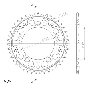 Rear sprocket SUPERSPROX STEALTH RST-1792:42-GLD auriu 42T, 525 - Img 2