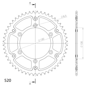 Rear sprocket SUPERSPROX STEALTH RST-245:51-GLD auriu 51T, 520 - Img 2