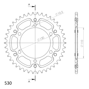Rear sprocket SUPERSPROX STEALTH RST-479:42-GLD auriu 42T, 530 - Img 2
