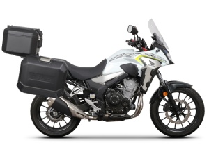 Set complet de cutii de aluminiu SHAD TERRA NEGRU, 48L cutie centrala si 36L / 36L cutii laterale, incluzand kit de montaj si placa SHAD HONDA CB 500 X