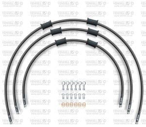 STANDARD Front brake hose kit Venhill POWERHOSEPLUS BMW-10004F-BK (3 conducte in kit) Black hoses, chromed fittings