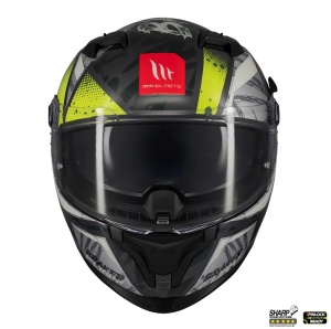 Casca MT Braker SV Fury C6 gri galben lucios cu ochelari de soare coborati