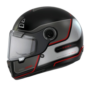 Casca integrala MT Jarama Baux E15 rosu fluor mat - model Retro - Cafe Racer