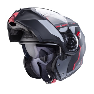 Casca modulabila (flip-up) Caberg model Duke Evo Move L2 SV gun metal (titanium)/negru/rosu mat Pinlock ready - lentila Pinlock inclusa - Img 4