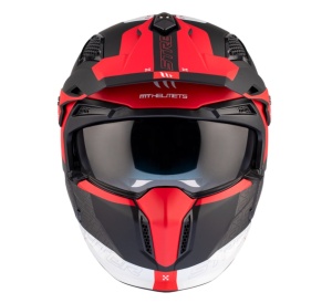 Casca MT Streetfighter SV S Totem B15 rosu mat (ochelari soare integrati) - masca (protectie) barbie si cozoroc detasabile - omologare noua ECE 22.06 - Img 4