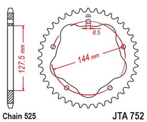 Foaie spate ALU JT JTA 752-36 36T, 525 - Img 2
