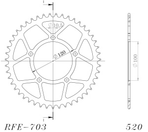 Foaie spate SUPERSPROX RFE-703:44-BLK Negru 44T, 520 - Img 2