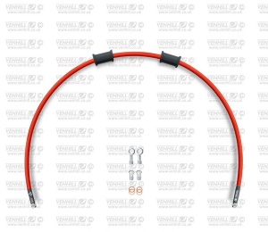 Kit conducta frana spate Venhill POWERHOSEPLUS HON-6017R-RD (1 conducta in kit) Red hoses, chromed fittings