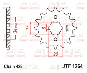 Kit de lant D.I.D Chain - Argintiu chain 428 D, Non-sealed, CHK front sprocket JT, CHK rear sprocket JT pentru HONDA CB 125 F / GLR 125 2015-2020 - Img 3