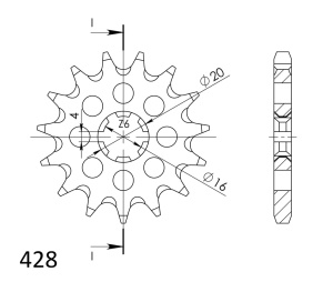 Kit de lant D.I.D Chain - Argintiu chain 428 NZ, Non-sealed, CHK front sprocket SUPERSPROX, CHK rear sprocket SUPERSPROX pentru YAMAHA YZ 80 1993-2001 - Img 4