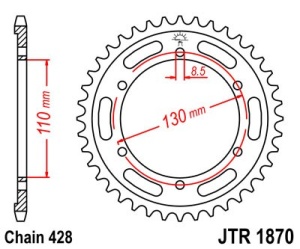 Kit de lant D.I.D Chain - Argintiu chain 428 VX, X-ring (X, NX, QX, XS), CHK front sprocket JT, CHK rear sprocket JT pentru YAMAHA YBR 250 2007-2011 - Img 5