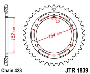 Kit de lant D.I.D Chain - Argintiu chain 428 VX, X-ring (X, NX, QX, XS), CHK front sprocket JT, CHK rear sprocket JT pentru YAMAHA SR 500 1991-2000 - Img 5