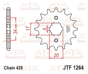 Kit de lant EK - Argintiu chain 428 DEH, Non-sealed, CHK front sprocket JT, CHK rear sprocket JT pentru HONDA CLR 125 Cityfly 1999-2003 - Img 3