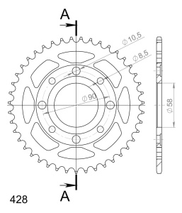 Kit de lant EK - Argintiu chain 428 DEH, Non-sealed, CHK front sprocket SUPERSPROX, CHK rear sprocket SUPERSPROX pentru HONDA CG 125 2002-2005 - Img 5