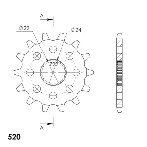 Kit de lant EK - Argintiu chain 520 DEX, X-ring (X, NX, QX, XS), CHK front sprocket SUPERSPROX, CHK rear sprocket JT pentru APRILIA RX 125 (<1993) 1990-1993 - Img 3