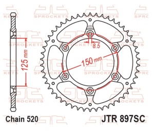 Kit de lant EK - Argintiu chain 520 DEX, X-ring (X, NX, QX, XS), CHK front sprocket JT CHK rubber cushioned, CHK rear sprocket JT pentru KTM LC4 400 Enduro 1997-2001 - Img 6