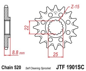 Kit de lant EK - Argintiu chain 520 SRO, O-ring, CHK front sprocket JT, CHK rear sprocket SUPERSPROX pentru KTM Freeride 250 R 2014-2017 - Img 3
