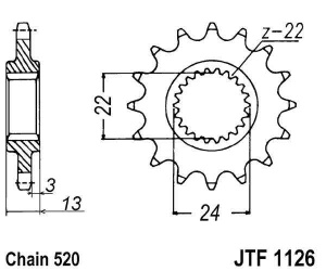 Kit de lant EK - Auriu chain 520 MVXZ, X-ring (X, NX, QX, XS), CHK front sprocket JT, CHK rear sprocket JT pentru APRILIA Pegaso 650 1992-1997 - Img 3
