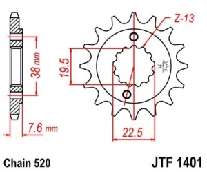 Pinion fata JT JTF 1401-13 13T, 520 - Img 2