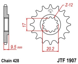 Pinion fata JT JTF 1907-14 14T, 428 - Img 2