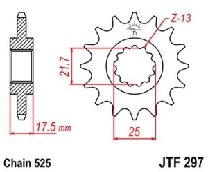 Pinion fata JT JTF 297-16 16T, 525 - Img 2