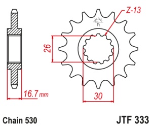 Pinion fata JT JTF 333-16 16T, 530 - Img 2