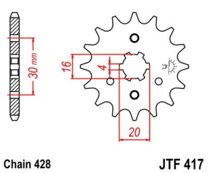 Pinion fata JT JTF 417-13 13T, 428 - Img 2