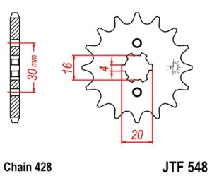 Pinion fata JT JTF 548-14 14T, 428 - Img 2