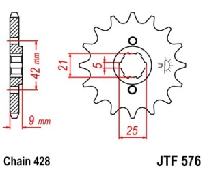 Pinion fata JT JTF 576-18 18T, 428 - Img 2