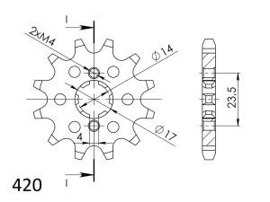 Pinion fata SUPERSPROX CST-1128:12 12T, 420 - Img 2