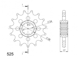 Pinion fata SUPERSPROX CST-1371:15 15T, 525