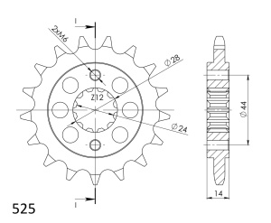 Pinion fata SUPERSPROX CST-1372:17 17T, 525 - Img 2