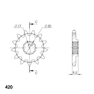 Pinion fata SUPERSPROX CST-1900:13 13T, 420 - Img 2