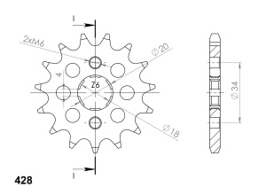 Pinion fata SUPERSPROX CST-259:17 17T, 428 - Img 2