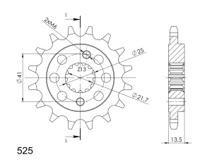 Pinion fata SUPERSPROX CST-296:16 16T, 525 - Img 2