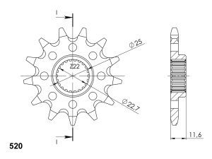 Pinion fata SUPERSPROX CST-3221:13 13T, 520 - Img 2