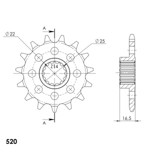 Pinion fata SUPERSPROX CST-4054_520:14 14T, 520 - Img 2