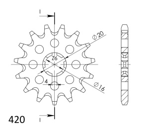 Pinion fata SUPERSPROX CST-546:13 13T, 420 - Img 2