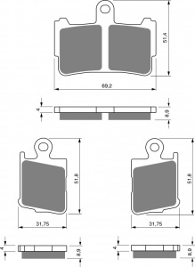 Placute de frana GOLDFREN 298 S33 STREET FRONT (1 set = 2pcs small/large)