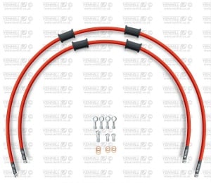 RACE Front brake hose kit Venhill POWERHOSEPLUS SUZ-7033F-RD (2 conducte in kit) Red hoses, chromed fittings