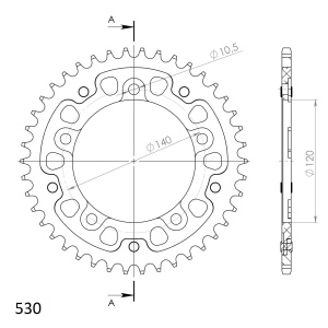 Rear sprocket SUPERSPROX STEALTH RST-1800:42-GLD auriu 42T, 530 - Img 2