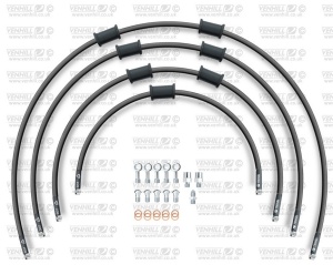STANDARD Front brake hose kit Venhill POWERHOSEPLUS YAM-6048F-BK (4 conducte in kit) Black hoses, chromed fittings