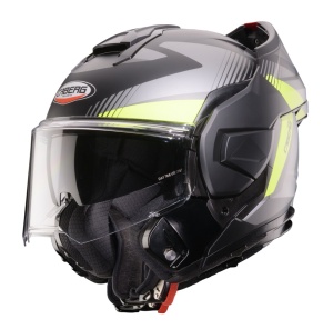 Casca flip-back Caberg Trip SV Lunar L6 Negru Gri Galben fluor mat