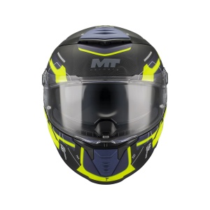 Casca MT Thunder 4 SV Lumex B27 albastru galben mat cu ochelari de soare interiori coborati