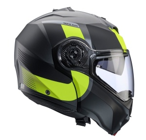 Casca modulabila (flip-up) Caberg model Duke Evo SV Indy L1 gun metal (titanium)/galben fluor/negru mat Pinlock ready - lentila Pinlock inclusa - Img 3