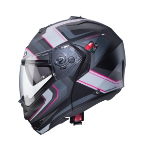Casca modulabila (flip-up) Caberg model Duke X SV Tour G5 negru/fuchsia (roz)/antracit mat Pinlock ready - lentila Pinlock inclusa - Img 3
