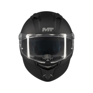 Casca copii MT Stinger 2 Kids Pure A1 negru mat, vedere frontala cu viziera inchisa