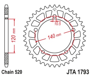 Foaie spate ALU JT JTA 1793-47BLK 47T, 520 Negru - Img 2